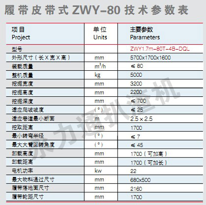 履帶式扒渣機技術參數